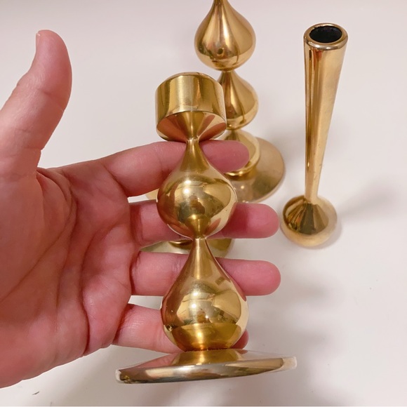 Danish Modern 24-Carat Gold Plated Candlesticks by Hugo Asmussen 1960s Set of 4 - Picture 3 of 12